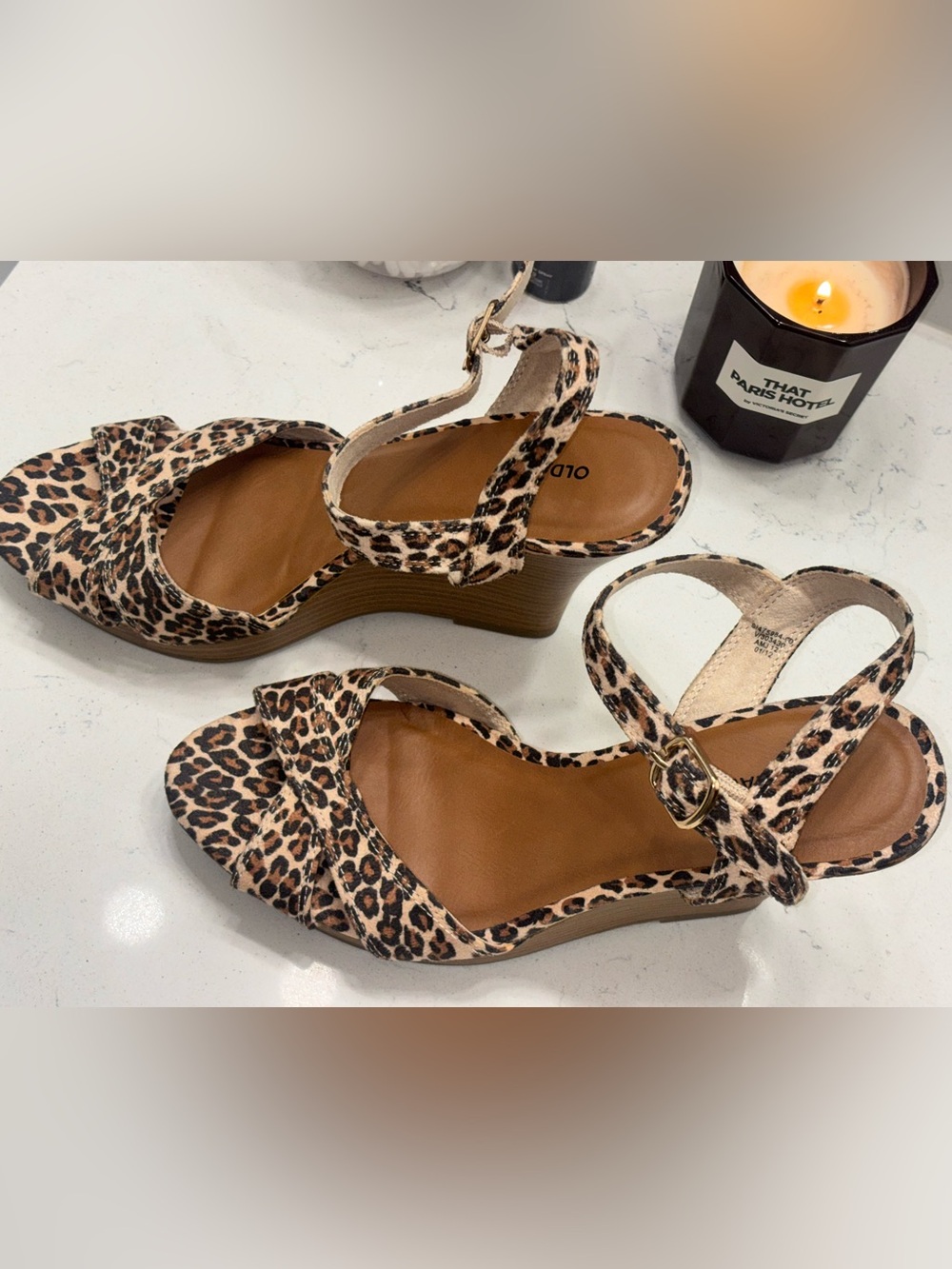 Old Navy Leopard Print Wedge Sandals - Tan/Black | Size: 9M | NWOT * - Picture 2 of 15